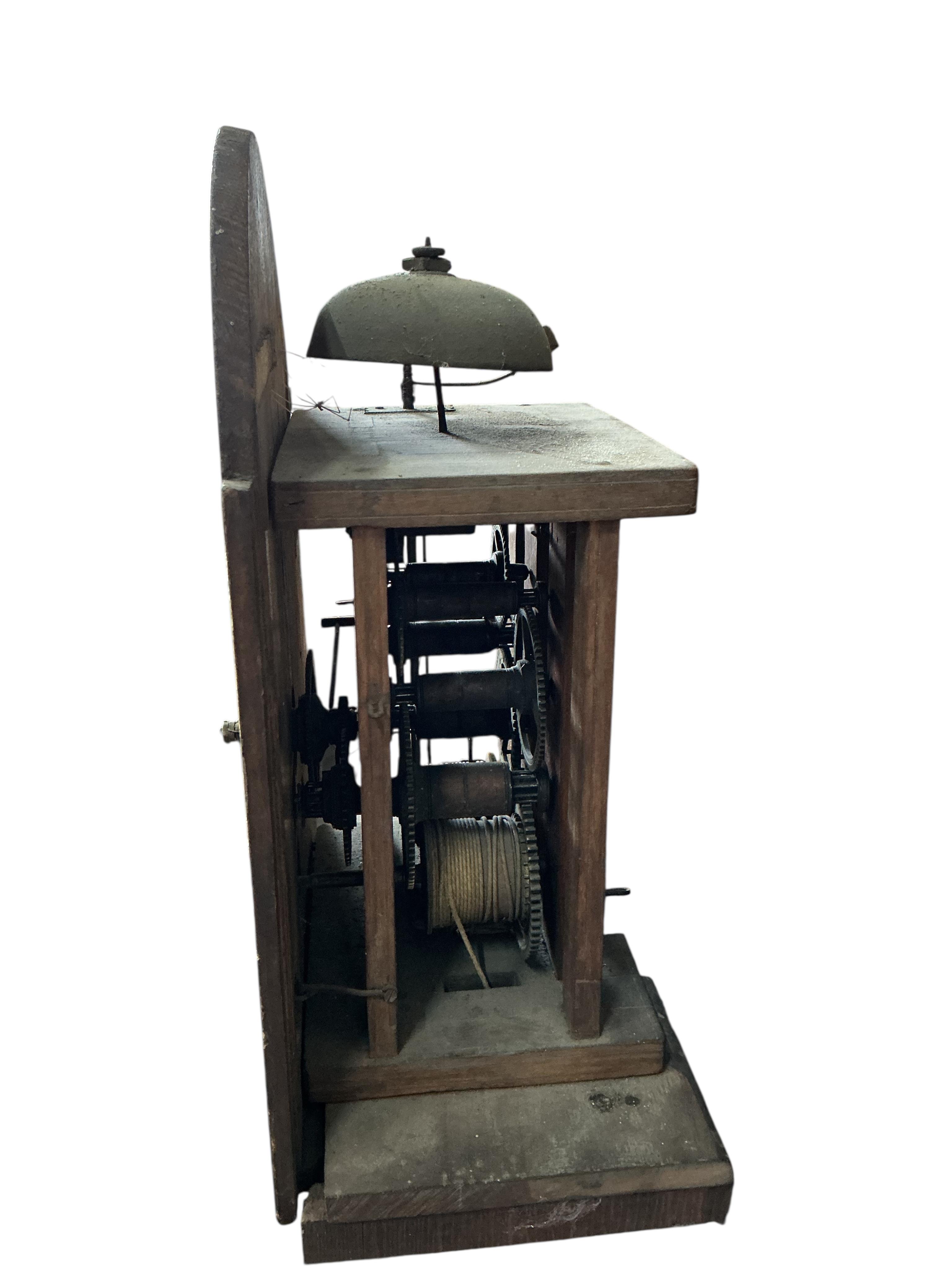 An oak grandmother clock, height 164cm